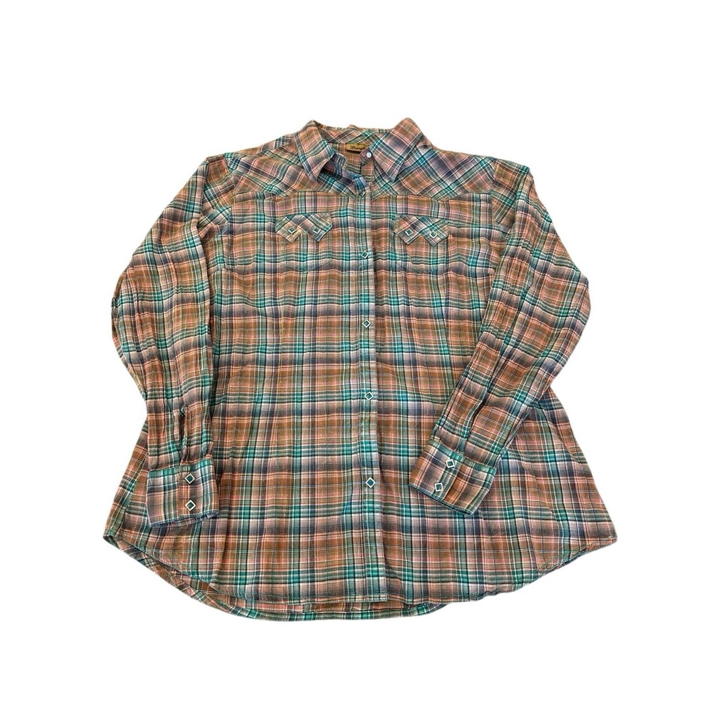 Wrangler Womens Shirt Size XXL Multicolor Plaid‎ Button Up L/S 100% Cotton READ - Picture 6 of 11
